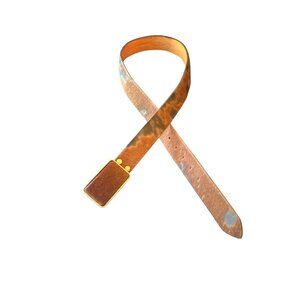 Brave Leather Calf Hair-On Hide Belt Size 34 With Wide Brass Buckle Western